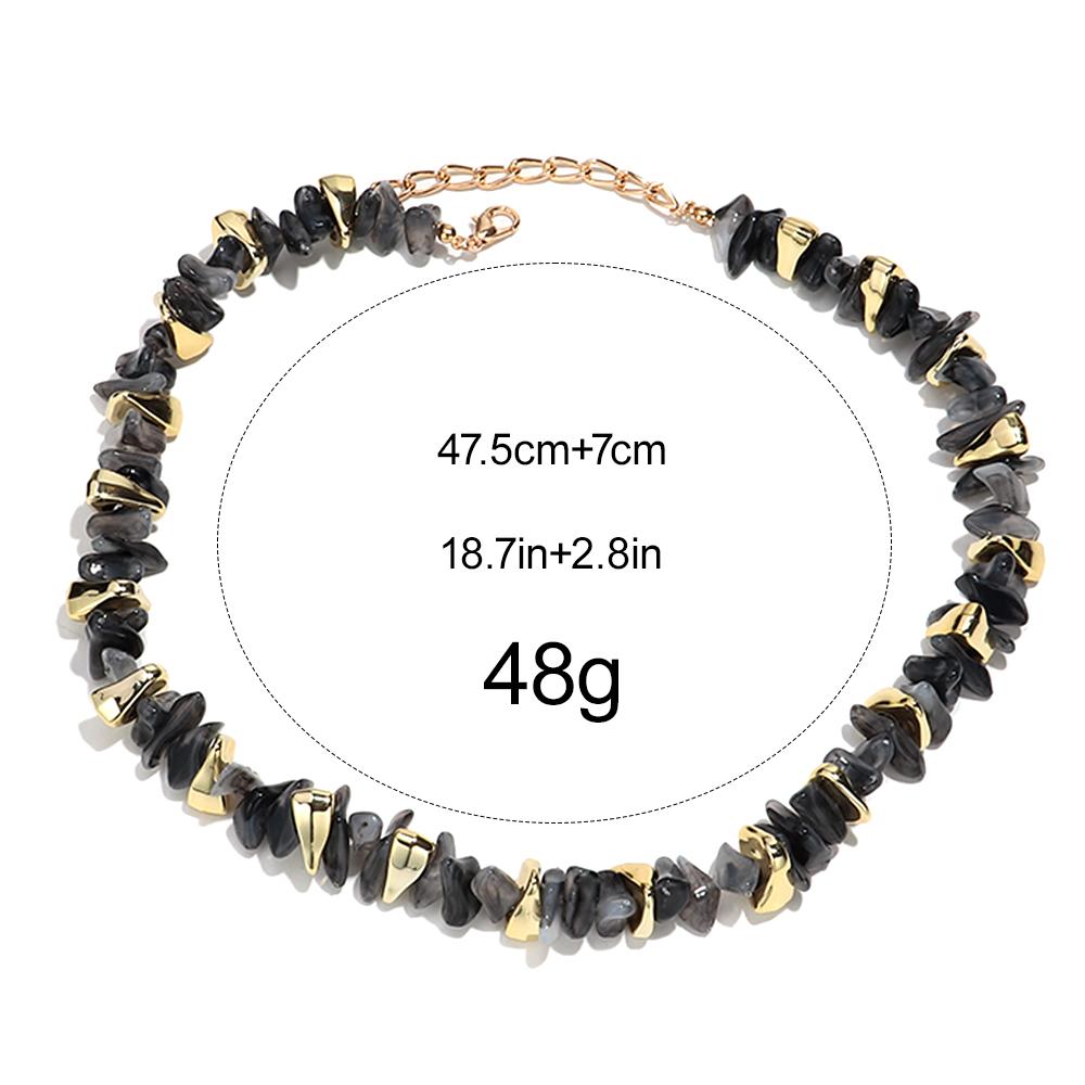 Boho Acrylic Irregular Imitation Stone Beaded Choker Necklace Bracelet for Women Summer Beach Party Trendy Jewelry Set Gift