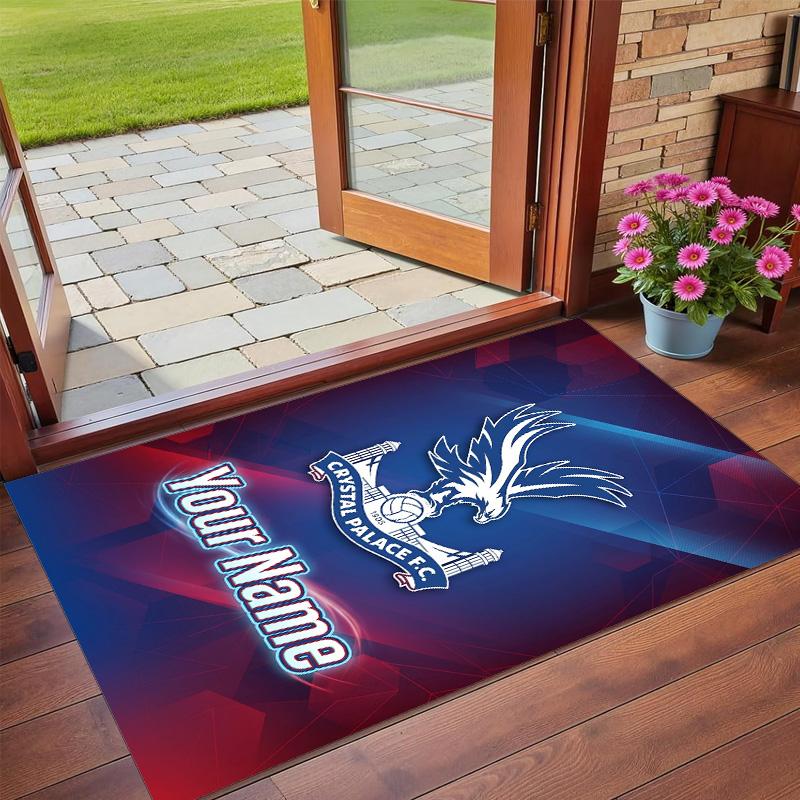 Crystal Velvet Rug Custom Name Text, Soft Non Slip Floor Mat Home DecorCrystal Palace