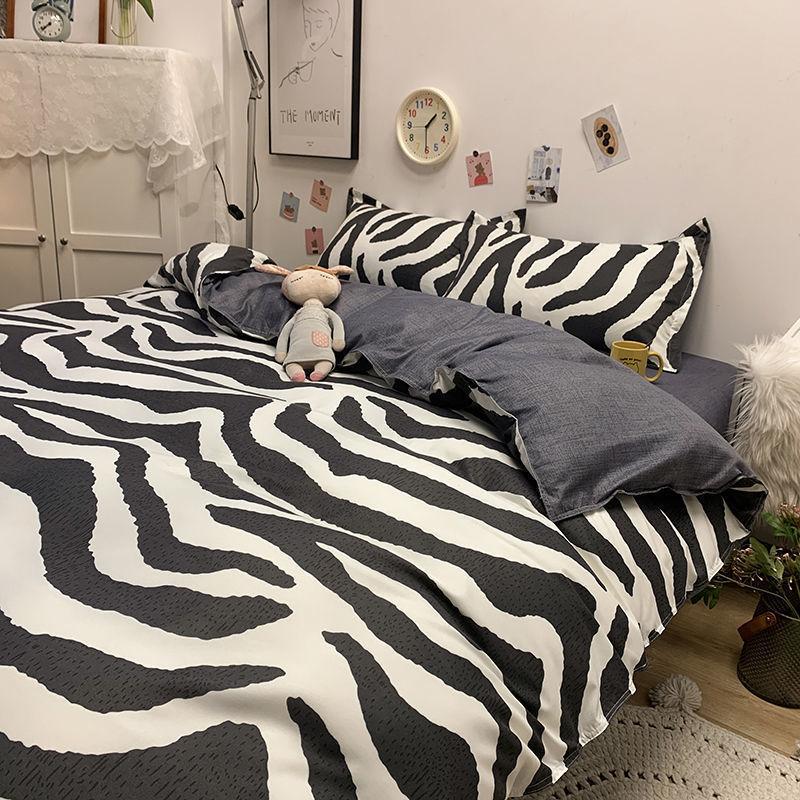 Комплект из четырех предметов из стираного хлопка, простыня, пододеяльник, комплект из трех предметов для спальни, односпальная кровать.