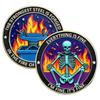 Skull Dumpster Blaze Coin Colorful Skeleton Challenge Coin Metal Inspirational Pocket Token Desk Accessories for Work Colleagues Men Women