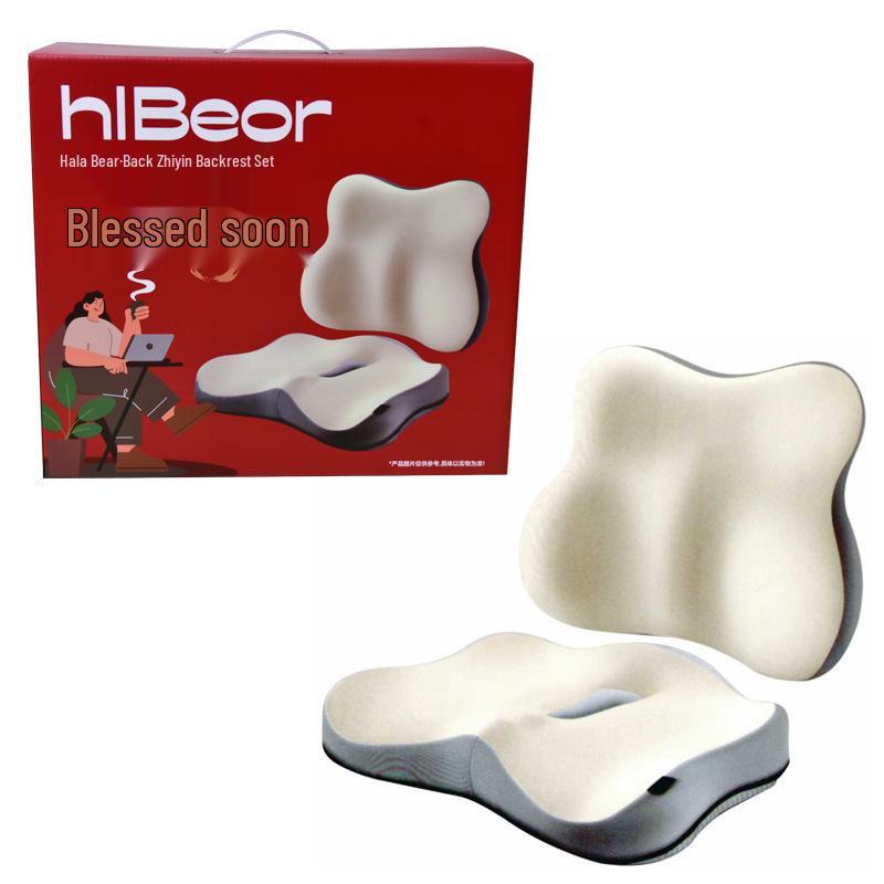Hala Bear Lumbar Support Cushion Set - Car and Office Backrest for Long Seating