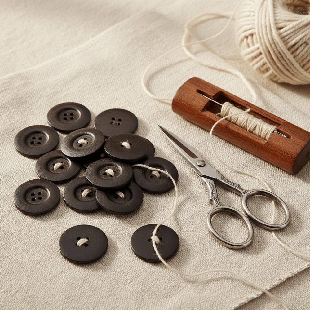30pcs 40mm Craft Sewing Buttons 4 Holes Round Wood Buttons Vintage Style Coat Buttons DIY Crafts