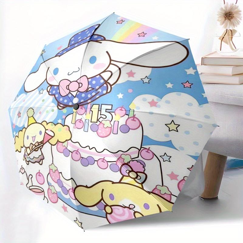 1pc Happy Birthday Cinnamoroll Idea Durable Cartoon Folding Umbrella, Portable 3-Fold Compact Umbrella for Men and Women, Suitable for Travel or Daily