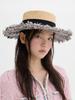Beulaunhaes Wide Tweed Boater Hat - Grey
