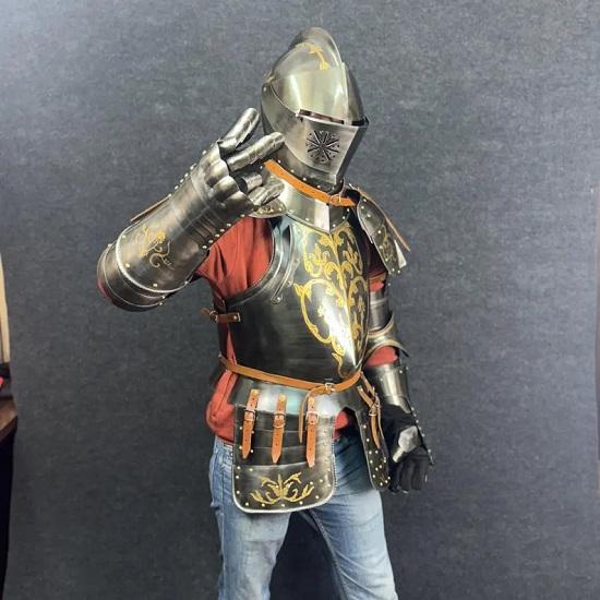 Renaissance Foot Combat Armor Classic Steel Sabatons Armor Wearable Half Body Armor Suit LARP, Cosplay  Display Suit