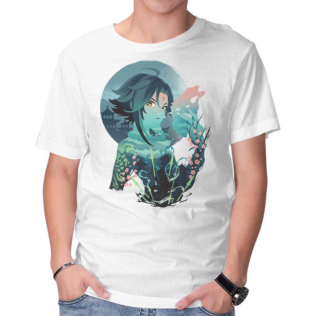 Unisex Crew Neck T-Shirt Xiao Landscape Graphic Short Sleeve Casual Tee