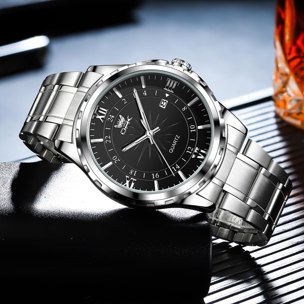 Мужские часы OPK Quartz Stainless Date Black, Стильные, Модные, Классические, Стальные, С дисплеем, Водонепроницаемые, Люминесцентные,