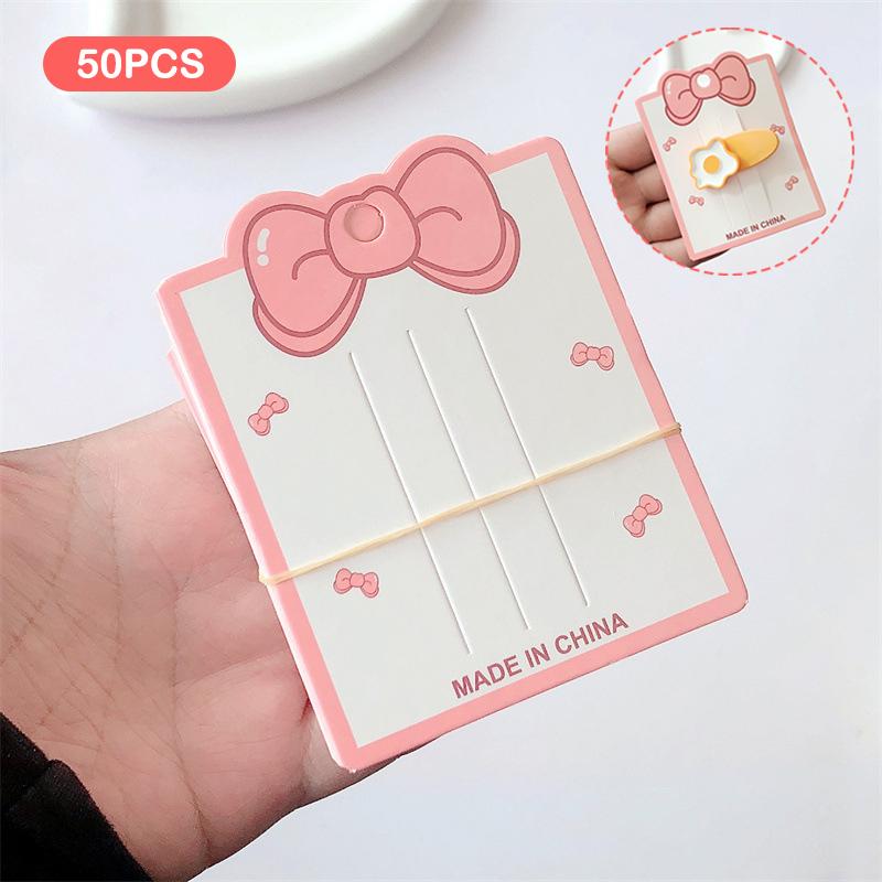 50Pcs Pink Bow Display Cards For Hair Claw Clip Paper Card Headdress Card Hair