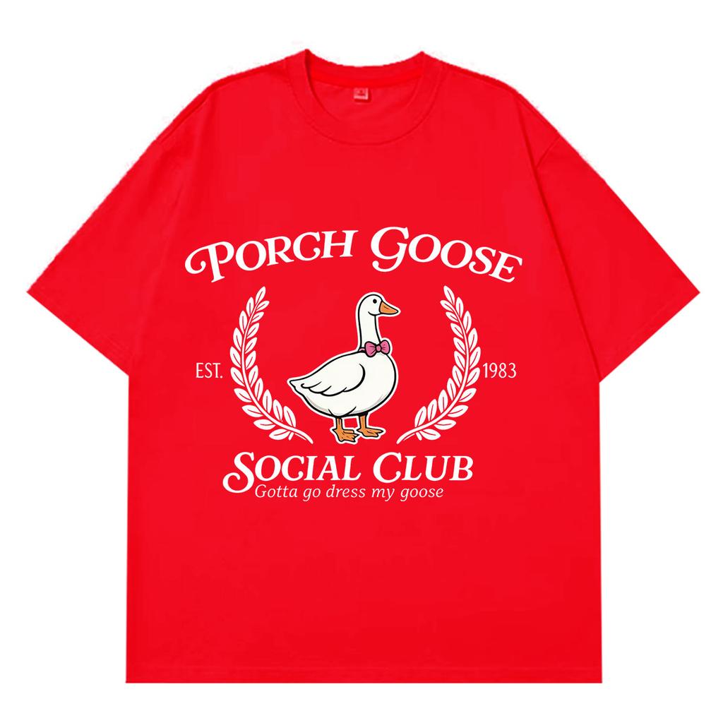 Funny Porch Goose Social Club T Shirt Unisex Unisex Short Sleeve Fashion Tshirt Shortsleeved Loose Casual Cotton Summer Tshirts