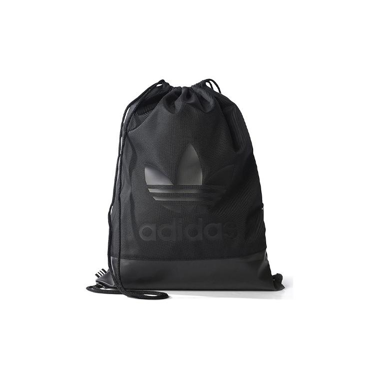 Adidas Originals Trefoil Large Logo Drawstring Sports Casual Backpack Men Backpack Black BK6752