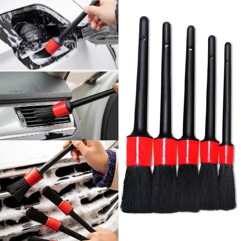 5PCs Detailing Brush Set Car Brushes Car Detailing Brush for Car Cleaning Detailing Brush Dashboard Air Outlet Wheel Brush