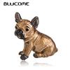 Cute Pug Dog Brooches Green Eyes Animal Corsage Pins Kids Girls Shirt Coat Clips Brooches Clothes Accessories Jewelry