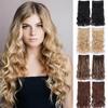 24inch Long Curly Women Clip In Hair Extensions Black Brown High Tempreture Synthetic Hair Piece