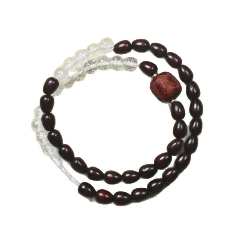Blood Sandalwood Waterdrop Double Wrap Bracelet Old Style Beads Six-Word Motto Prayer Beads