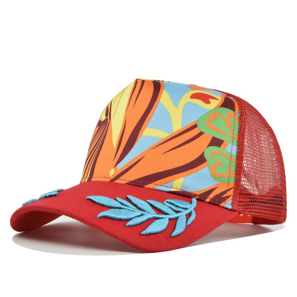 Summer Breathable Unisex Four Seasons Palm Leaf Adjustable Mesh Dad Hat for Men Women Ideal for Beach Holiday Trendy