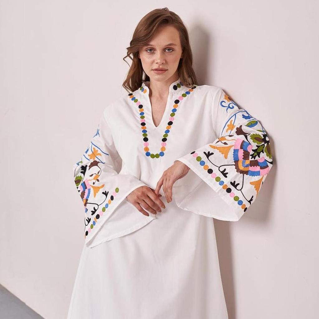 Women's Dress with Floral Embroidery In the Ukrainian Style Stephanie