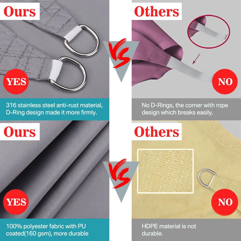 Waterproof Sun Shade Sail 98%UV Block Canopy Awning Square Rectangle 3m*3m/3.6m*3.6m/5m*3m/4m*3m FOR Garden Lawn Patio 40%OFF