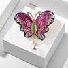 Small Fresh Oil-dripping Enamel Double-layer Butterfly Pendant Cat's Eye Stone Brooch Pin Alloy Rhinestone Female Brooch Jewelry