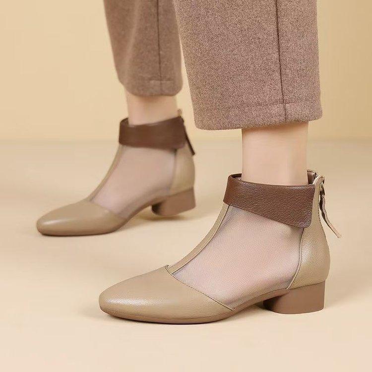 Женские сетчатые ботильоны 2025 Новые летние дышащие с перфорацией на мягкой подошве Удобные сандалии для мамы среднего возраста