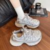 Thick-soled Mesh Lace-up Dad Shoes for Women In the Autumn of 2025, New Fashionable and Versatile Casual and Lightweight Breathable Little White Shoes