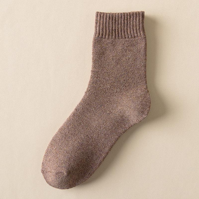 Женские осенне-зимние махровые носки - на бархатной подкладке, толстые, средней длины, однотонные, теплые, в стиле полотенца.