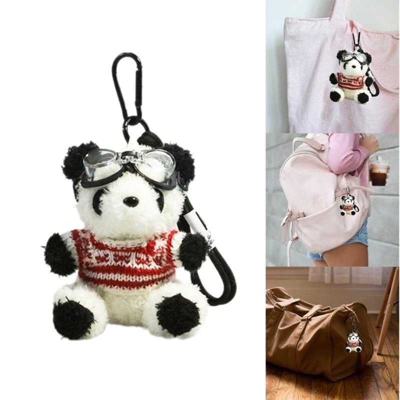 Adorable Pilot Bear Keychain Cute Flying Bear Pendant for Bags and Keys Pilot Panda Keyring Personalized Animal Decor