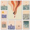 Nordic Minimalistic Art Surfing Paddling Swimming Sea Wave Print Poster Canvas Painting Abstract Wall Art for Room Home Decor