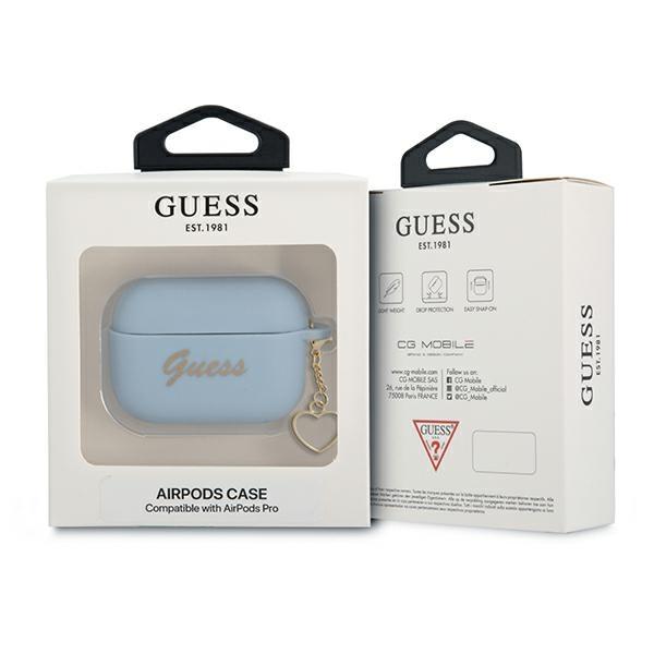 Etui do AirPods Pro Guess Silicone Charm Heart Niebieskie