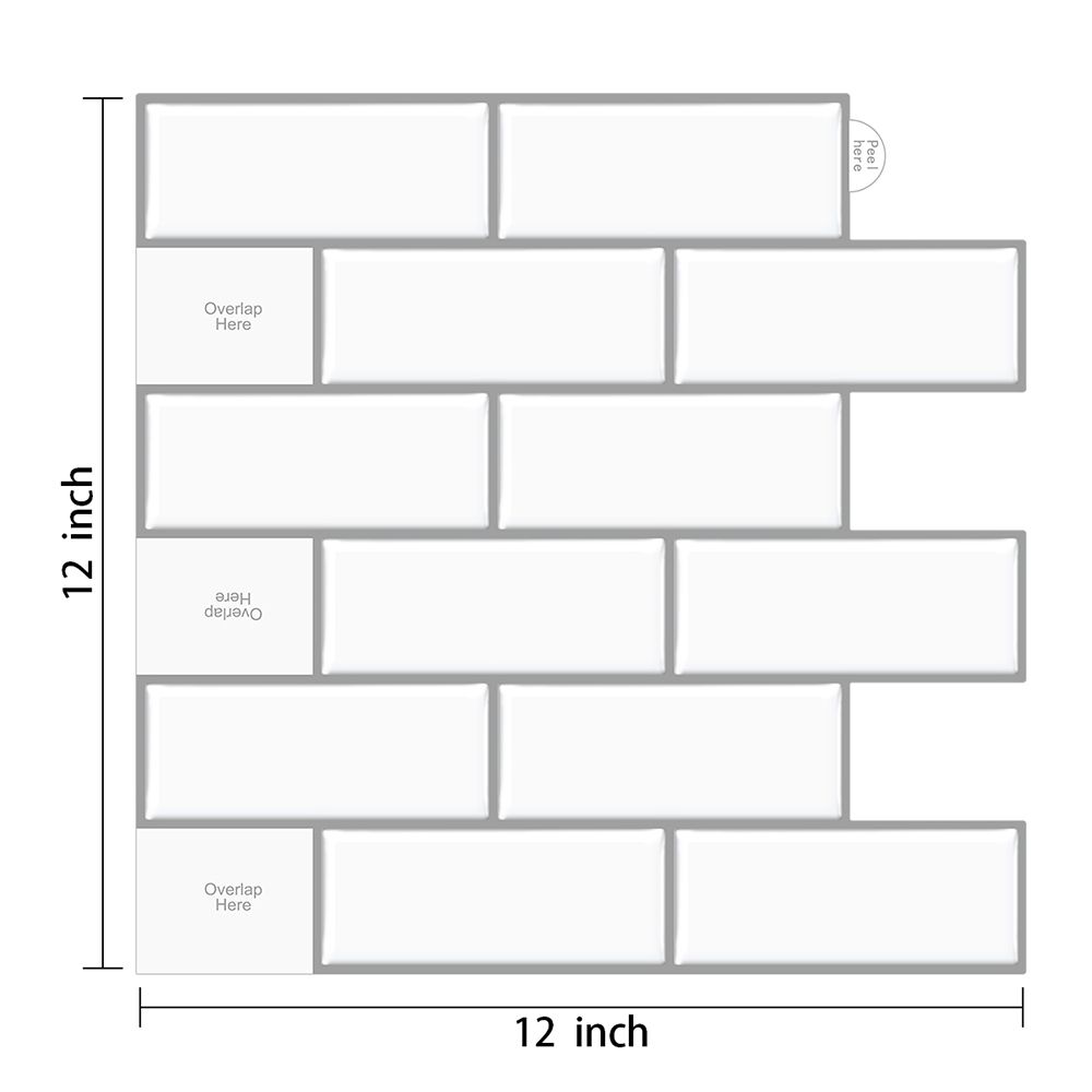 Waterproof Self Adhesive White Subway Kitchen Bathroom Wall Tiles 3D Tile Sticker Peel and Stick