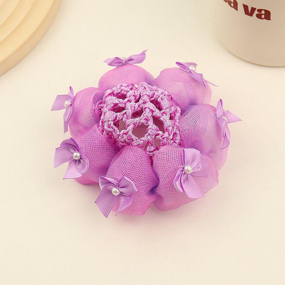 Блестящий детский пучок с сеткой бант балетный пучок снуд модная сетка для волос с цветком вечеринка