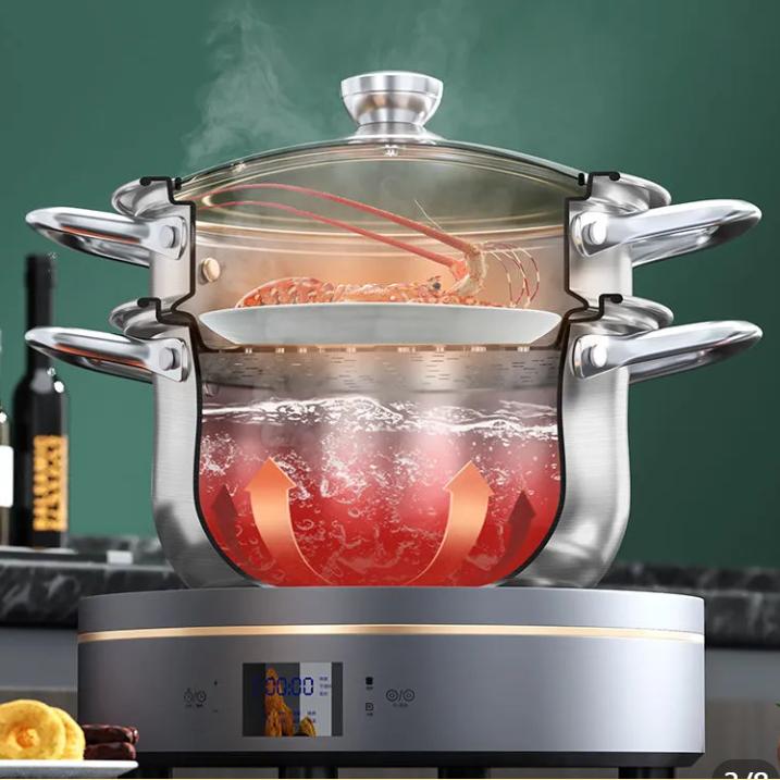 Пищевая кастрюля из нержавеющей стали 304, утолщенная, устойчивая к коррозии, устойчивая к коррозии кастрюля, кухонная индукционная плита с дном