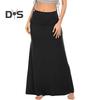 Женская юбка с высокой талией, юбка макси с запахом на бедрах, однотонная юбка длиной до щиколотки, домашняя повседневная вечерняя юбка для отдыха