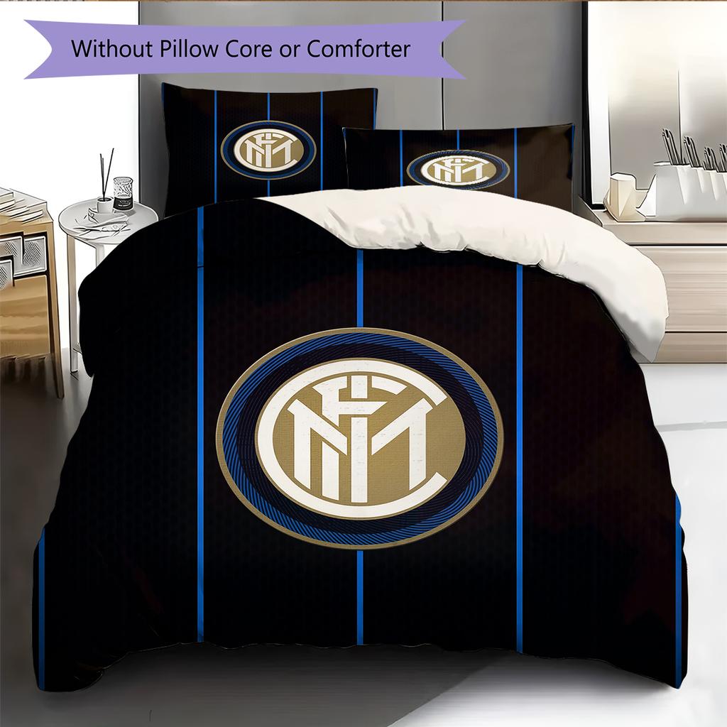 Постельное белье с узором ФК Интер Милан Декор для дома Подарок на день рождения (1 пододеяльник + 2 наволочки, без наполнителя)