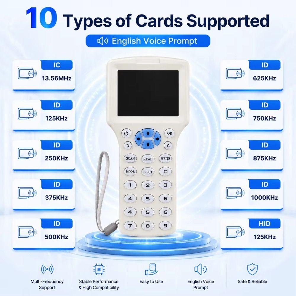 USB Programmer RFID NFC Duplicator 10 Frequency NFC Card Copier Mif 1k S50 Writable