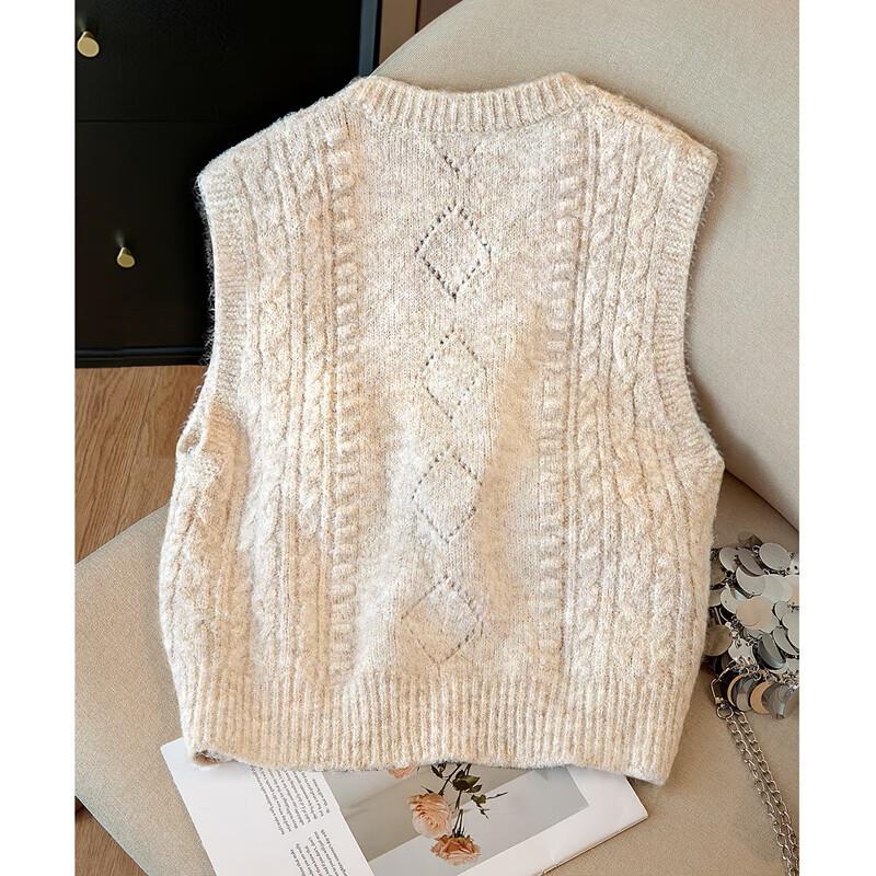 Женский пуловер жилет с круглым вырезом, свободного кроя, с вышивкой