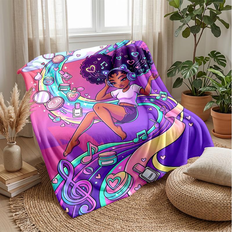 Music and Makeup Fantasy Theme blanket Lightweight Warm Flannel Blanket Decorative Throw Blanket for Home Decoration
