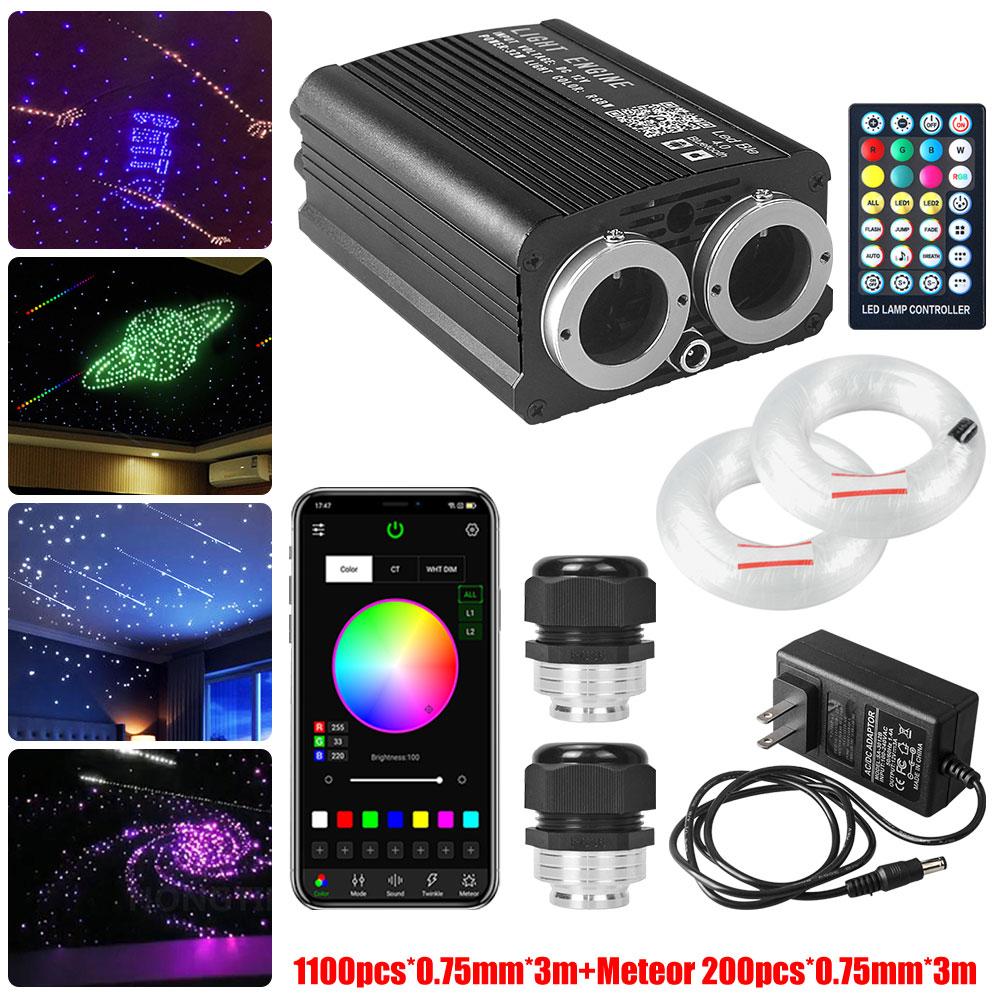 32 Вт Twinkle Dual port Fiber Optic Star Ceiling Kit с RGB Meteor effect APP Car Roof stars Fiber Optic Starry Sky Car Ceiling