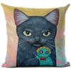 Cushion Cover Funny Cat Printed Linen Pillow Cover Car Sofa Throw Pillows Case Decorative Pillowcase 45*45Cm