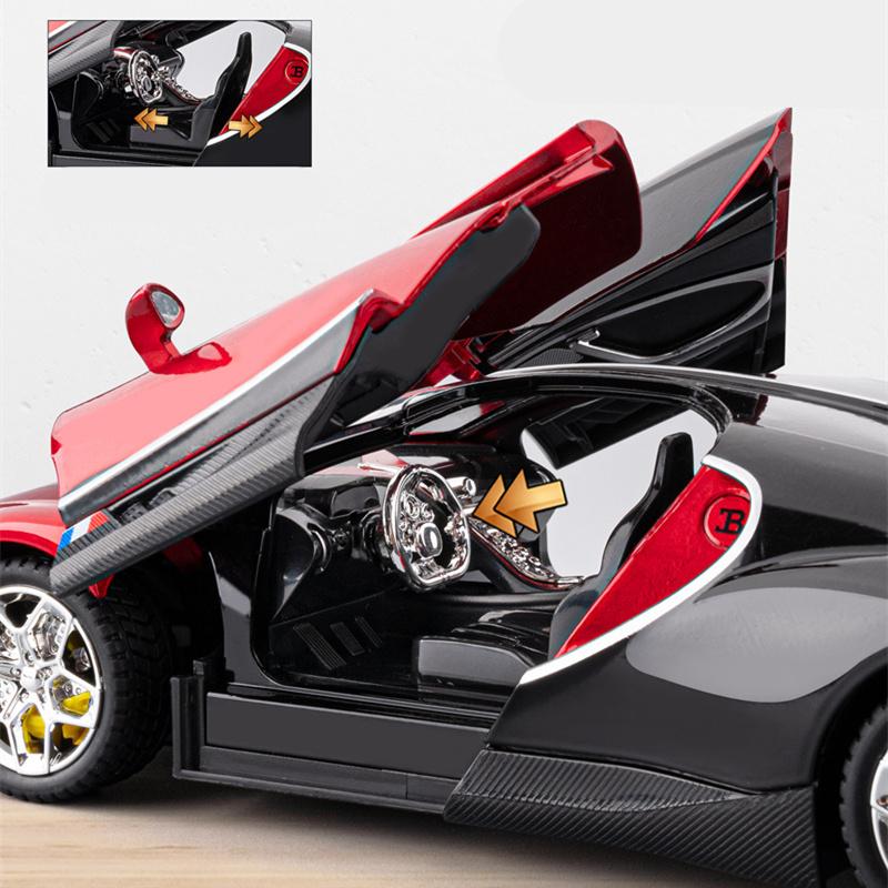1/24 Bugatti Tourbillon Chiron Сплав Модель Спортивного Автомобиля Литой Металл Гоночные Транспортные Средства Модель Автомобиля Звук и Свет Высокая Симуляция Детский Подарок