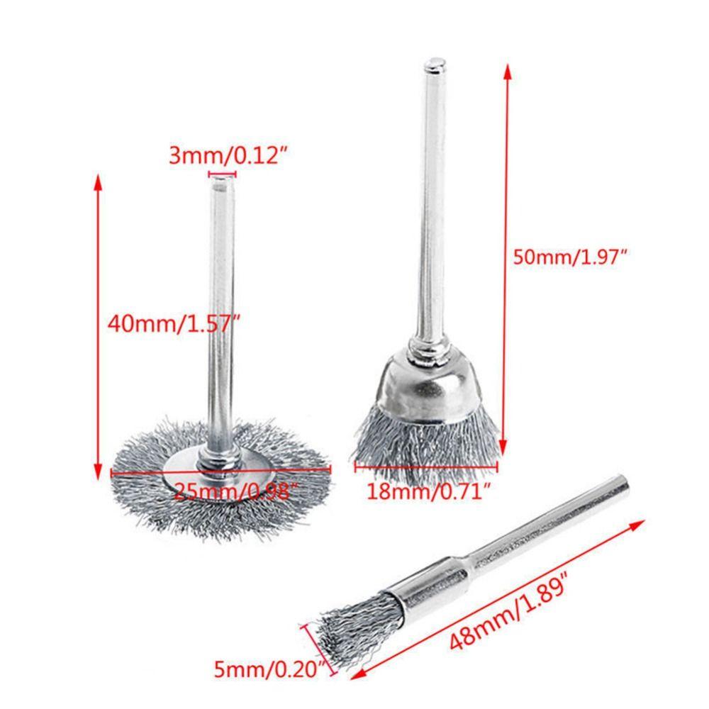 9Pcs Metal Mini Steel Wire Brush Rust Removal Cleaning Brush Wheel New Drill Rotary Tool