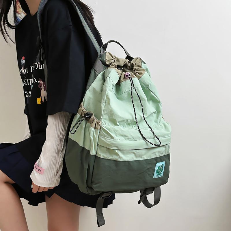 Spring Summer New Lightweight Travel Op Street Sle Dual Oulder Bag Tote Ket Color Blo Fre Small Bapa With Drawstring