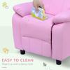 Kids Sofa Armchair Toddler Recliner Childrens Chair Lounger Games Chair PU Leather With Storage Pink