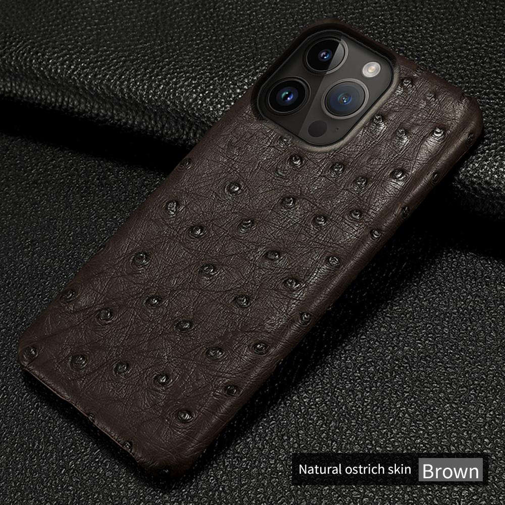 Чехол для телефона из 100% натуральной кожи страуса для iPhone 16 15 12 11 13 14 Pro Max 14Pro 16 Plus 15Pro 13Pro 16Pro роскошная задняя крышка