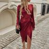 Women's Lace-up Waist-closing Long-sleeved Dress Evening Dress