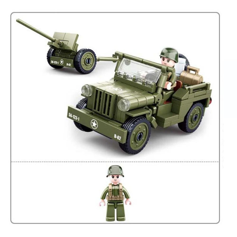 SLUBAN Вторая мировая война Высадка в Нормандии Американский WILLYS Jeep Конструктор WW2 Военный Армейский Автомобиль Кирпичики Классическая Модель Детские Игрушки Мальчики