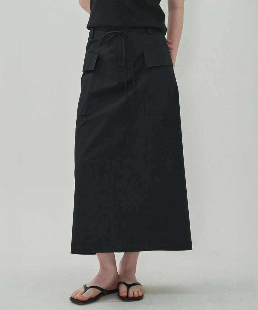 Mot Pocket String Long Skirt-Black
