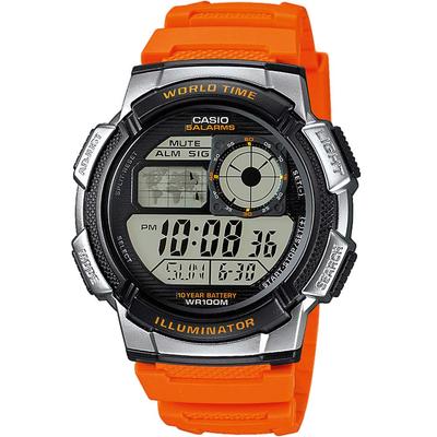 Мировое время Цифровые мужские часы AE-1000W-4BV Оранжевый x Серебристый (Импортный)