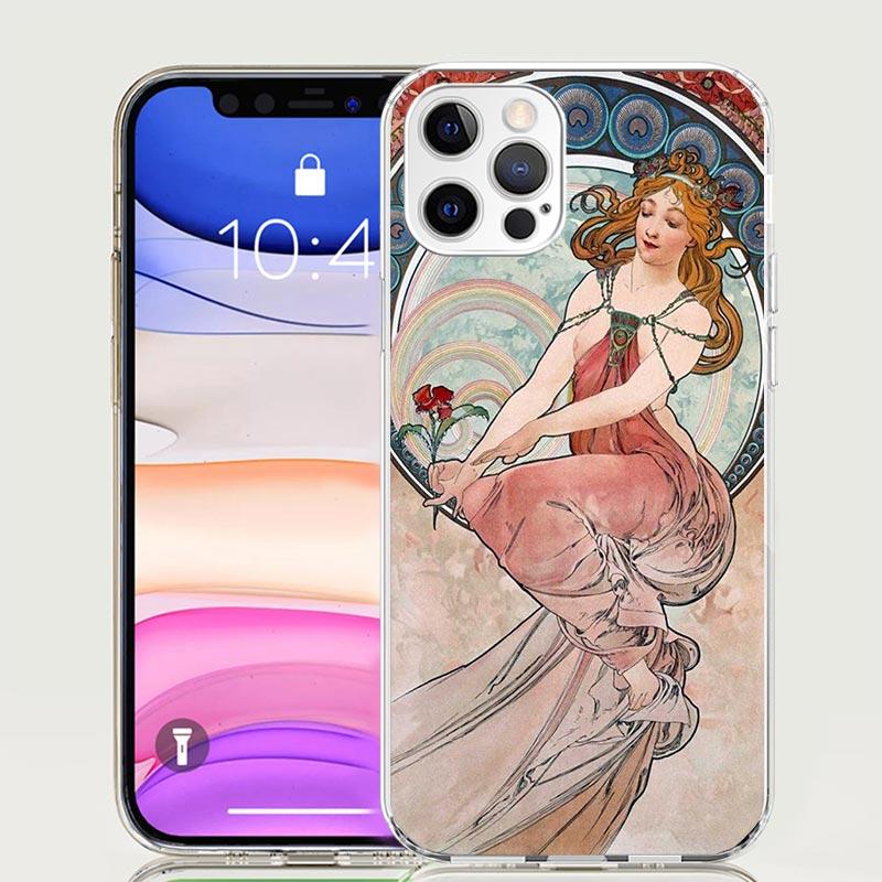 Alfons Mucha Primavera Case Phone Cover for Apple iphone 16 15 14 13 12 Mini 11 Pro Max 16E X XS XR 7 Plus 8 + SE 2020 Trend Fun