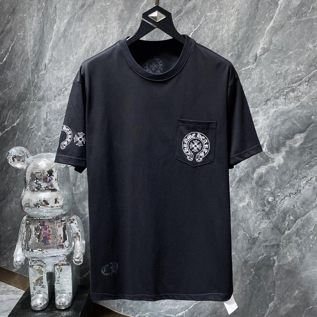 8555 CHROME HEARTS 2025 Лето Новая Высококачественный Хлопок Круглый Вырез Свободный Большой Размер Мужская и Женская Футболка Парная Футболка