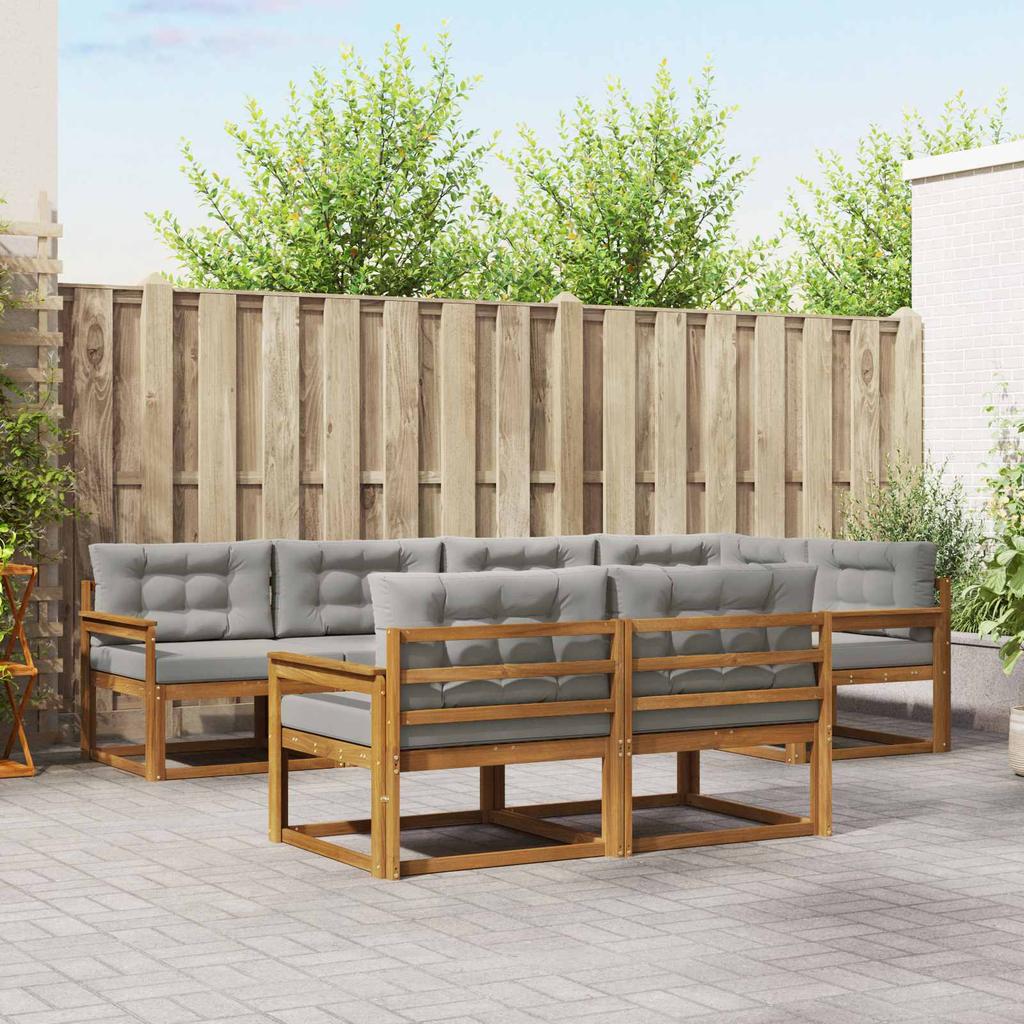 Outdoor Sofa Set with Cushions 7 pcs Natural and Light Grey